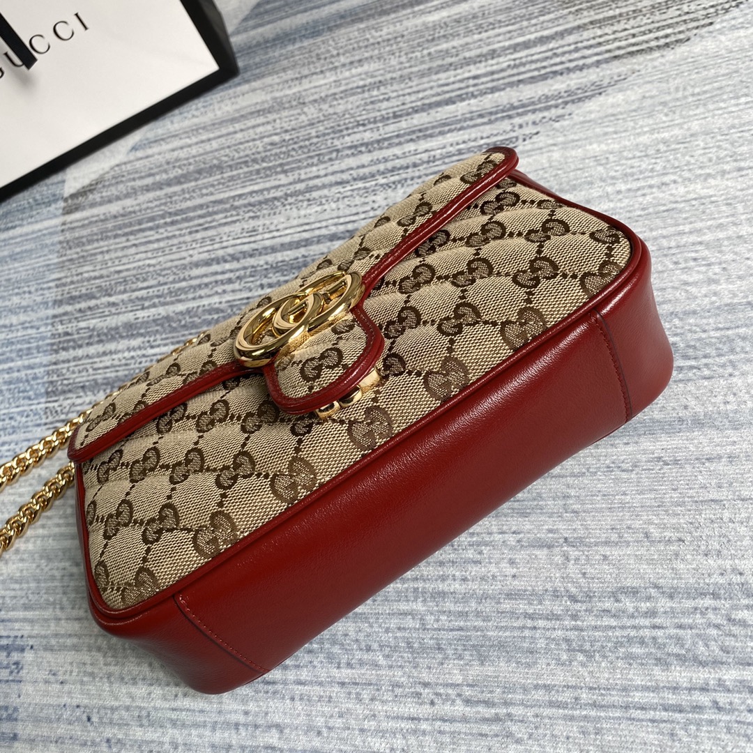 Gucci GG Marmont Matelasse Mini Shoulder Bag 446744 Dark red